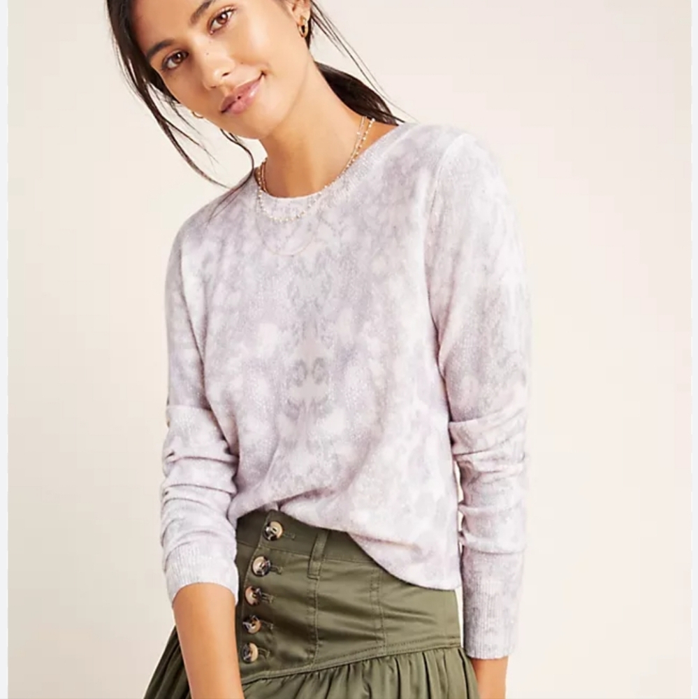 White Warren womens Purple Pink Snake Print 100% cashmere sweater topβ Size XS